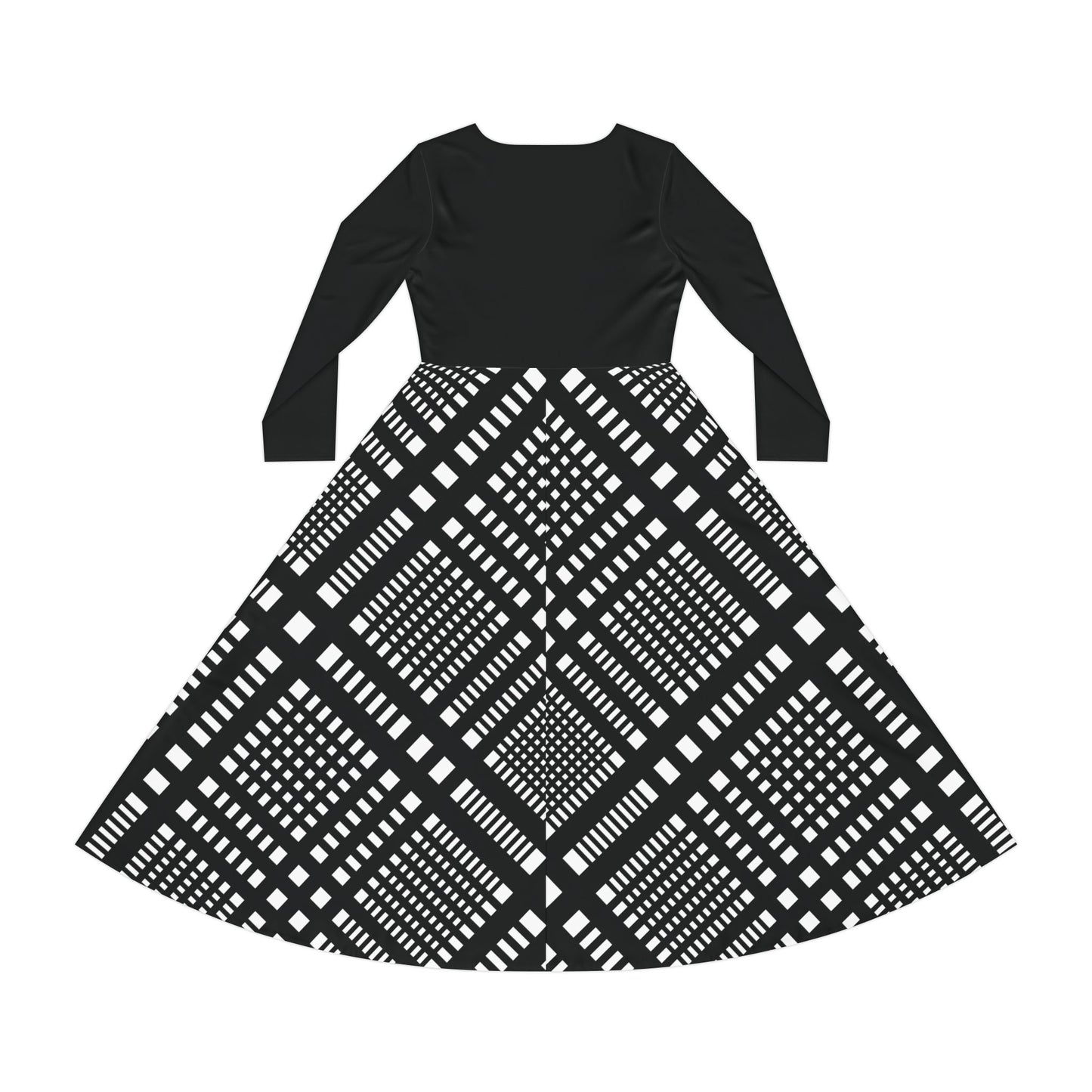 Black and White Plaid Long Sleeve Dress