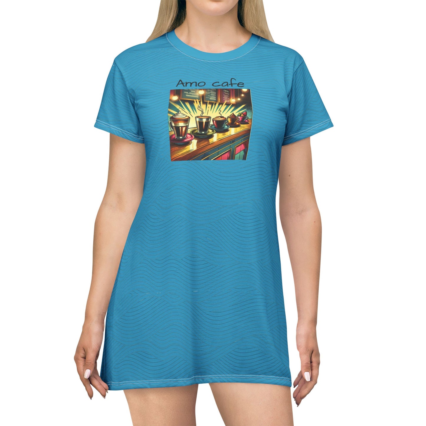 Amo Cafe T-Shirt Dress – Comfortable and Stylish Summer Attire for Coffee Lovers
