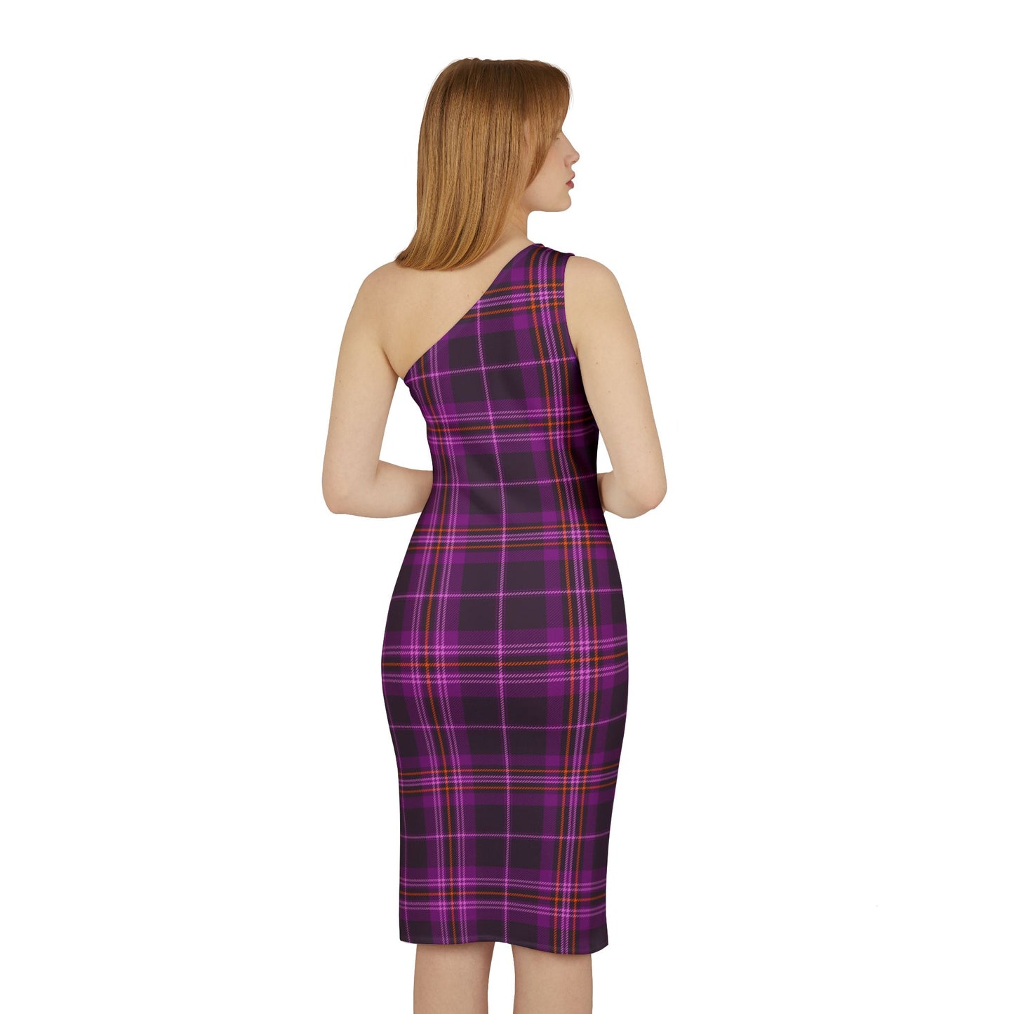 Chic One-Shoulder Plaid Elegant Dress for Trendy Gatherings