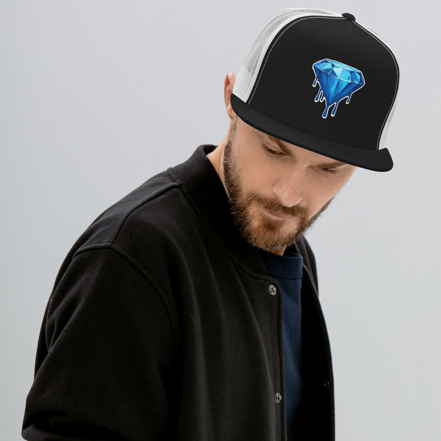 Blue Diamond Drip Trucker Hat
