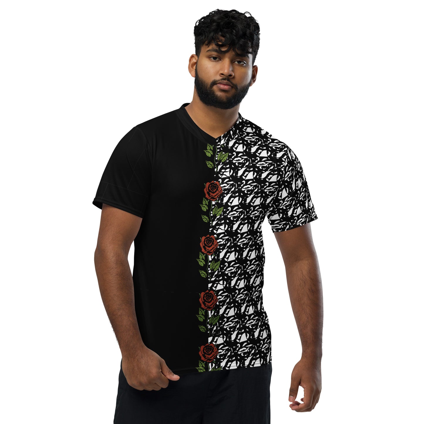 Black and White Rose Jersey Shirt B&T+