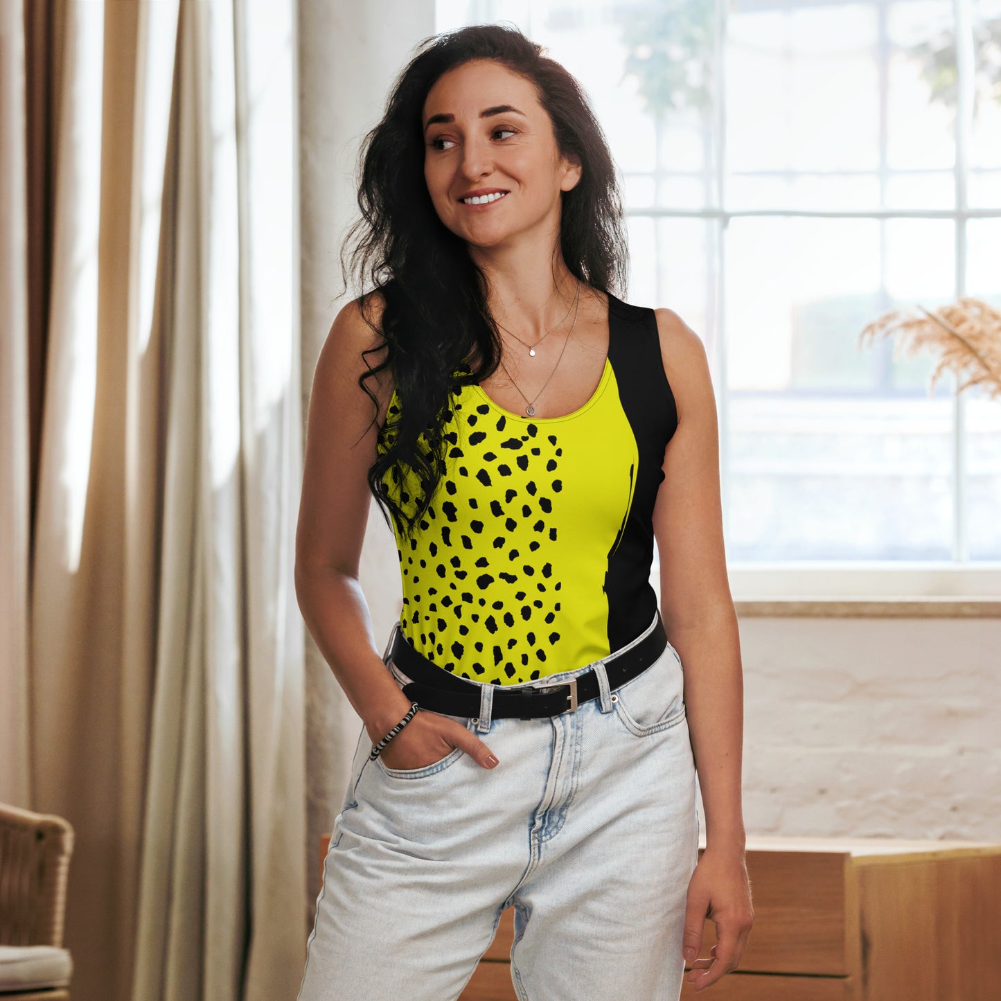 Black and Yellow Grunge Tank Top