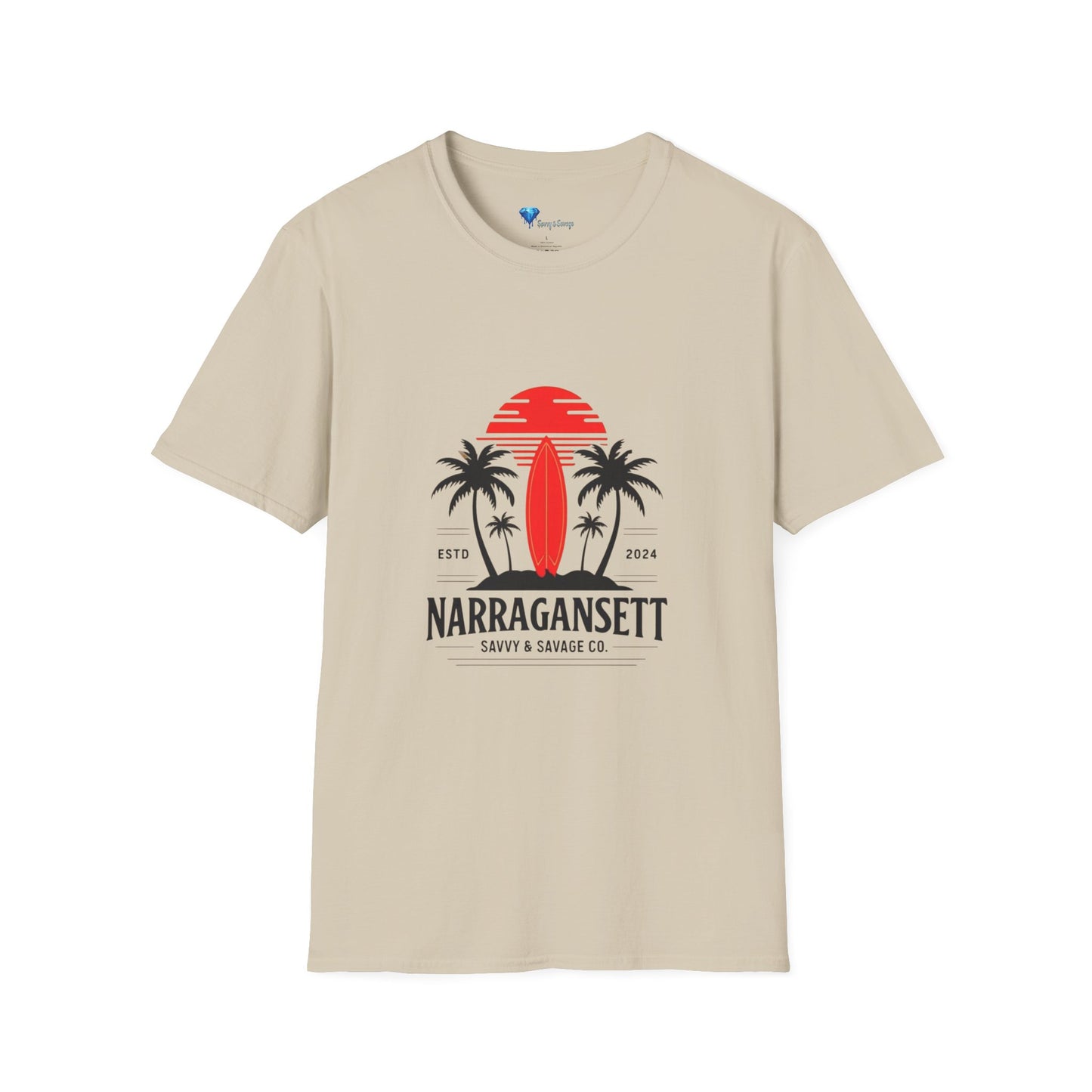 Narragansett Sunset Palm Softstyle T-Shirt | Casual Summer Vibes