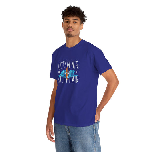 Ocean Air & Salty Hair Unisex Heavy Cotton Tee - Beach Vibes T-Shirt