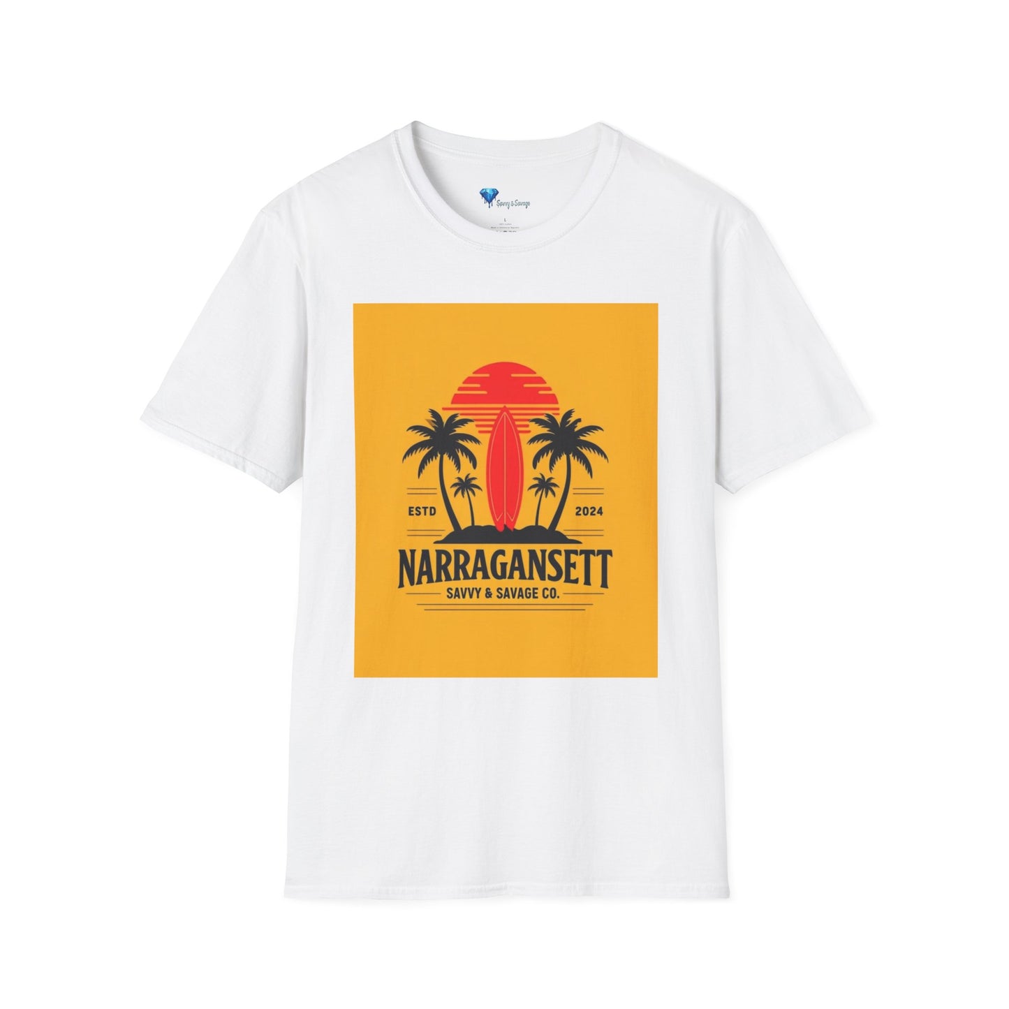 Narragansett Sunset Palm Softstyle T-Shirt | Casual Summer Vibes