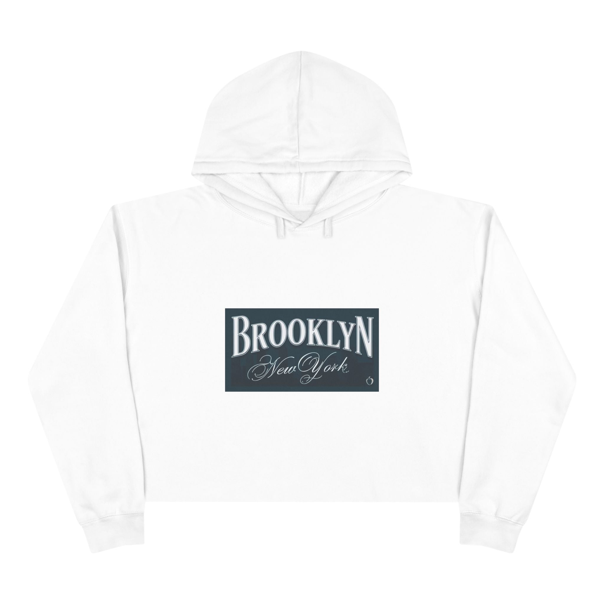 Brooklyn White Hoodie front flat view 