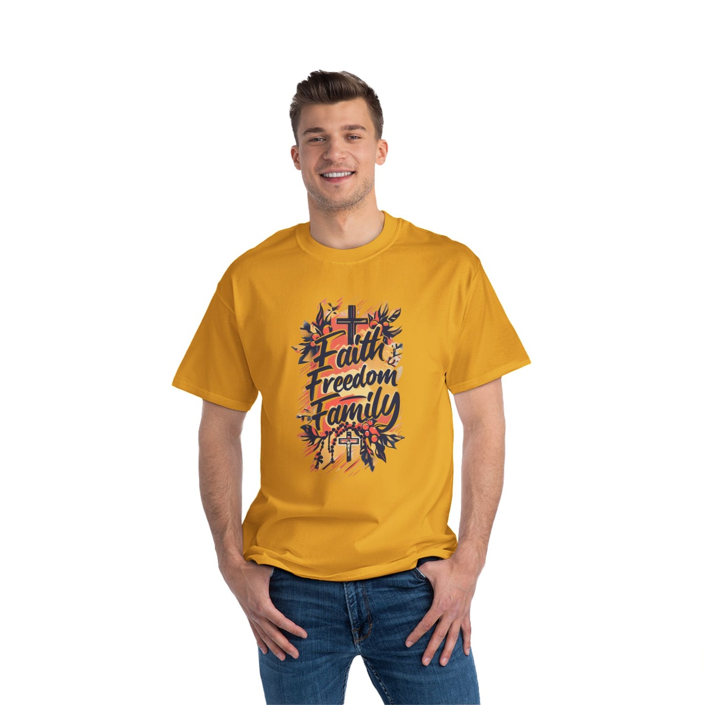 Faith Freedom Family Short-Sleeve T-Shirt | Inspirational Tee for Everyday Wear