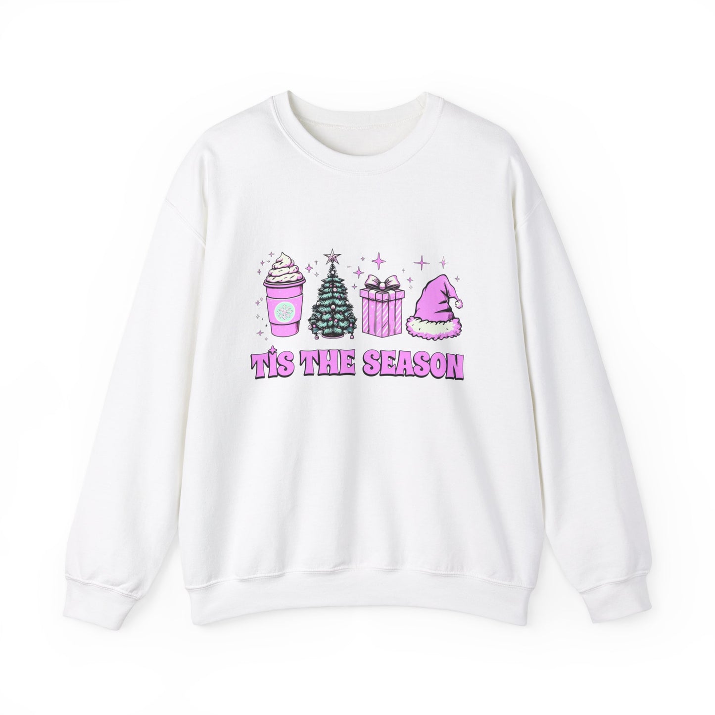 Tis the Season Pink holiday Crewneck Sweatshirt - Unisex Heavy Blend for Festive Comfort