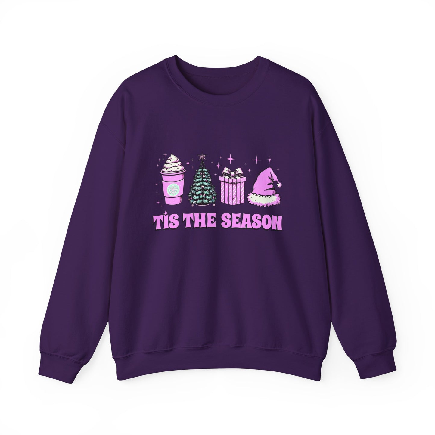 Tis the Season Pink holiday Crewneck Sweatshirt - Unisex Heavy Blend for Festive Comfort