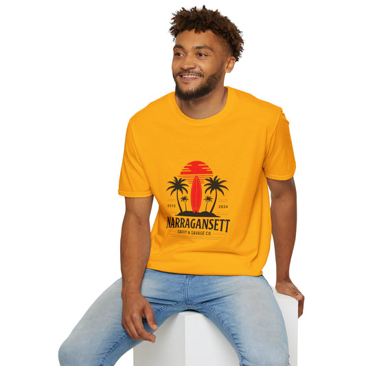 Narragansett Sunset Palm Softstyle T-Shirt | Casual Summer Vibes