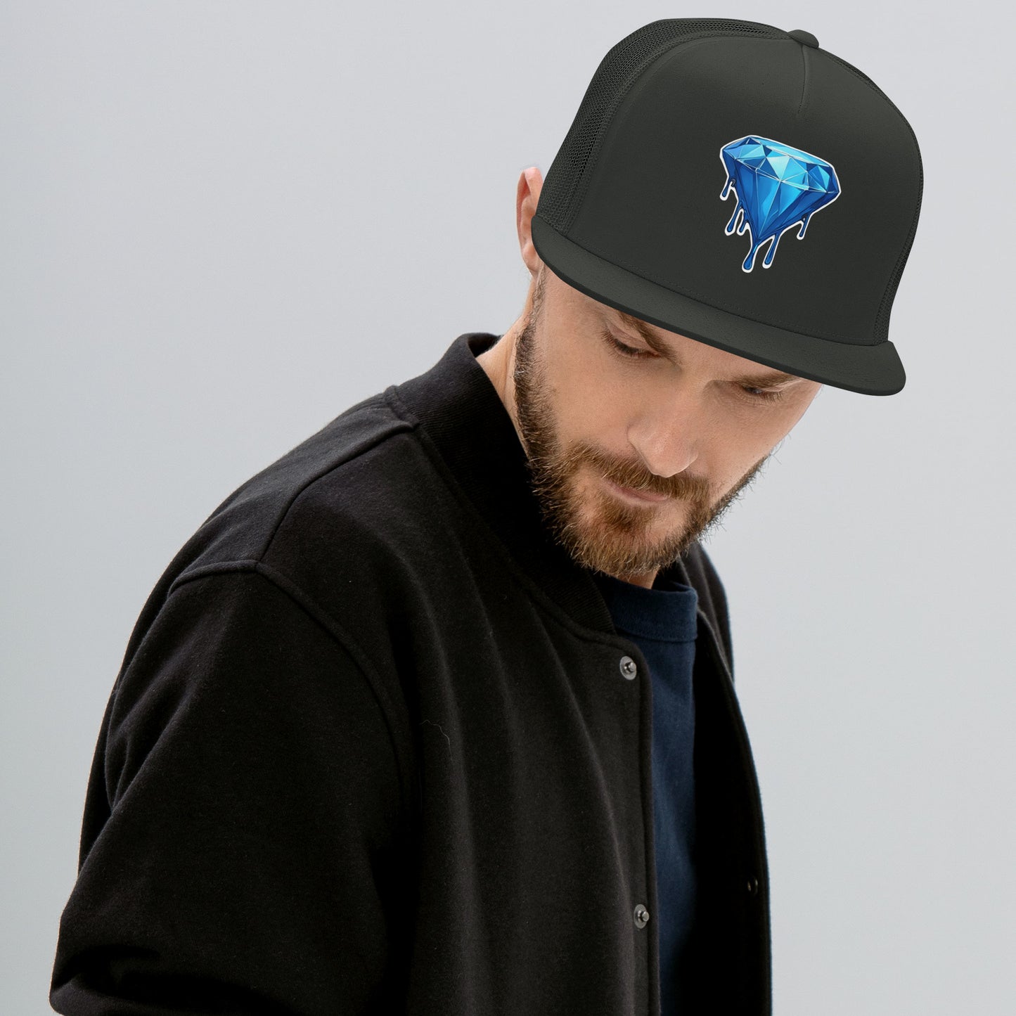 Blue Diamond Drip Trucker Hat