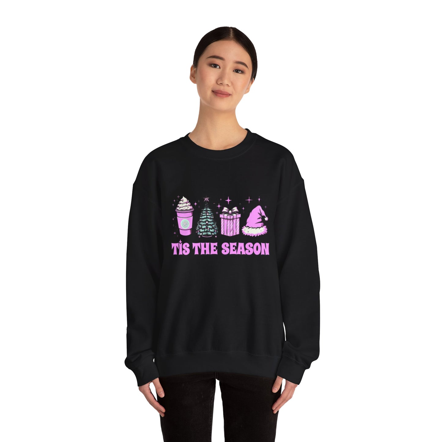 Tis the Season Pink holiday Crewneck Sweatshirt - Unisex Heavy Blend for Festive Comfort