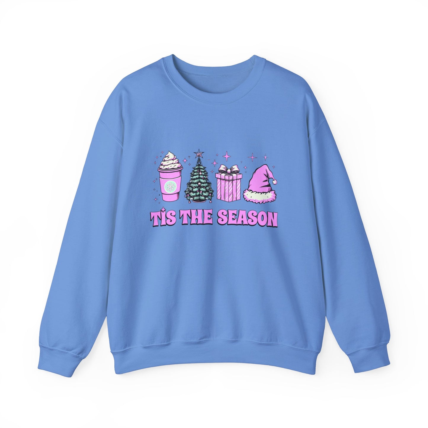 Tis the Season Pink holiday Crewneck Sweatshirt - Unisex Heavy Blend for Festive Comfort