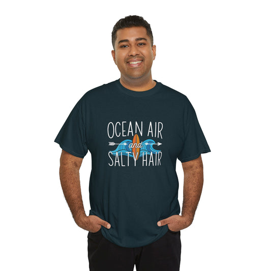 Ocean Air & Salty Hair Unisex Heavy Cotton Tee - Beach Vibes T-Shirt