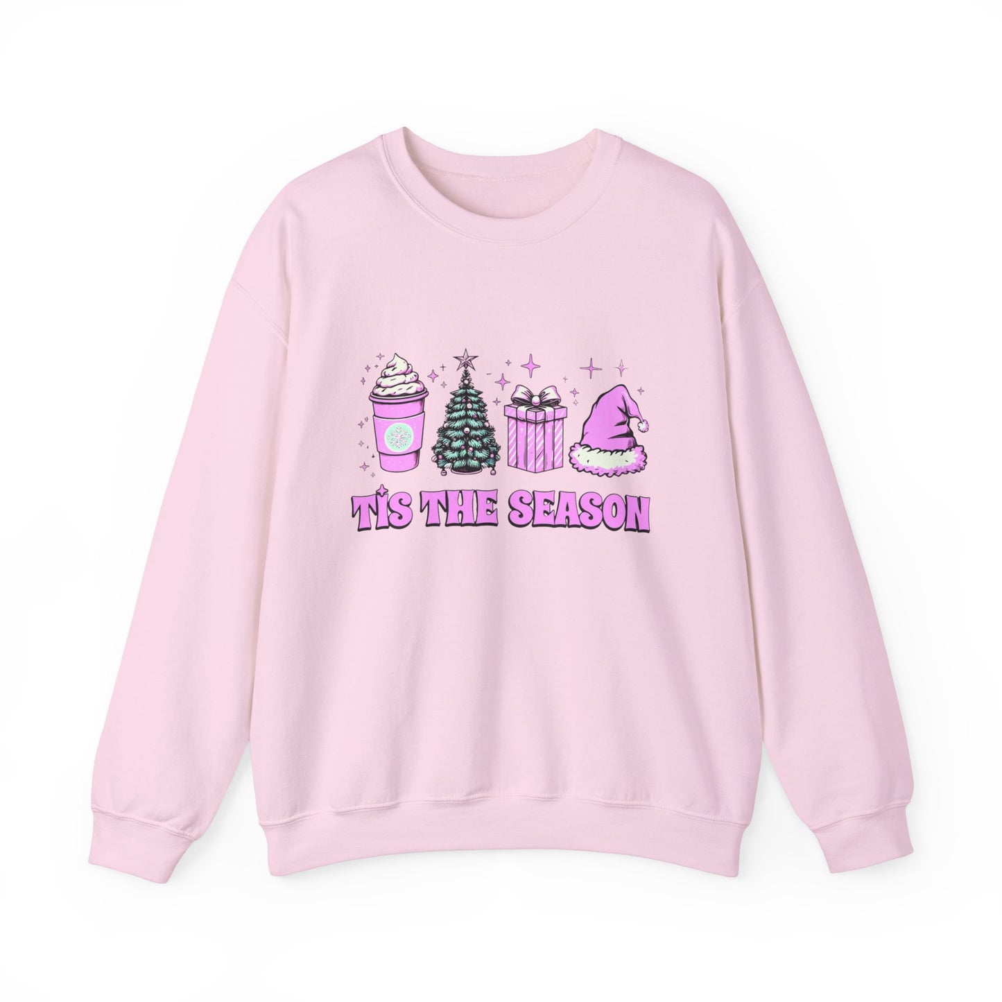 Tis the Season Pink holiday Crewneck Sweatshirt - Unisex Heavy Blend for Festive Comfort