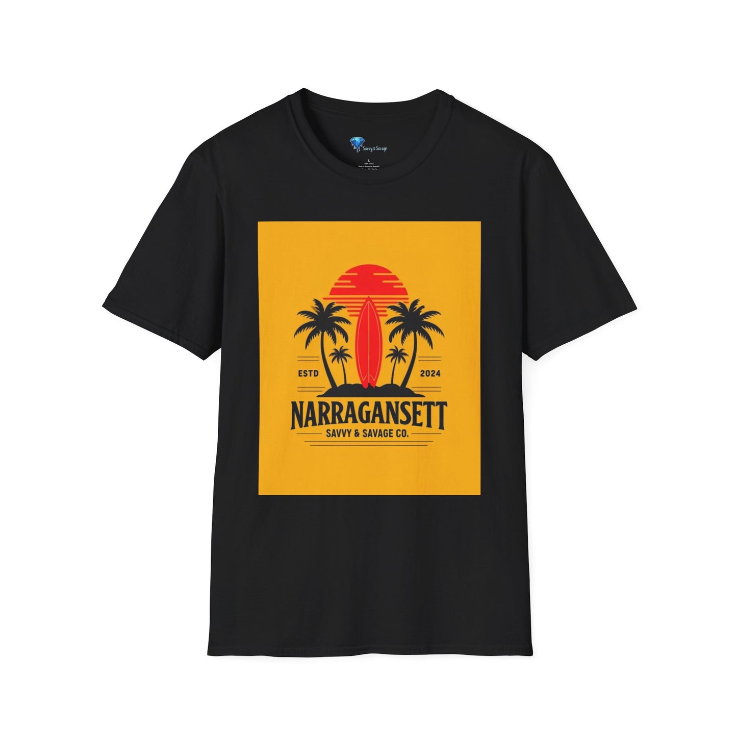 Narragansett Sunset Palm Softstyle T-Shirt | Casual Summer Vibes