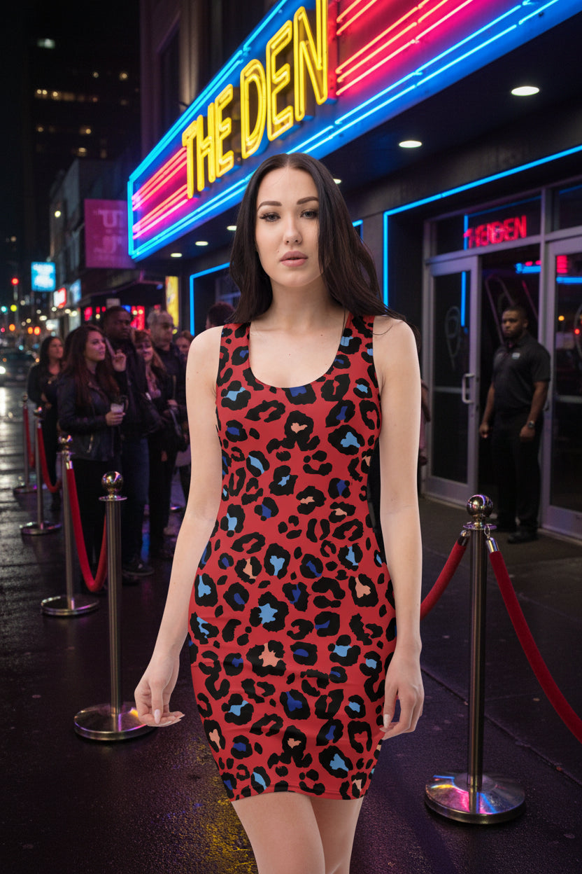 Red Cheetah Dress front view 
