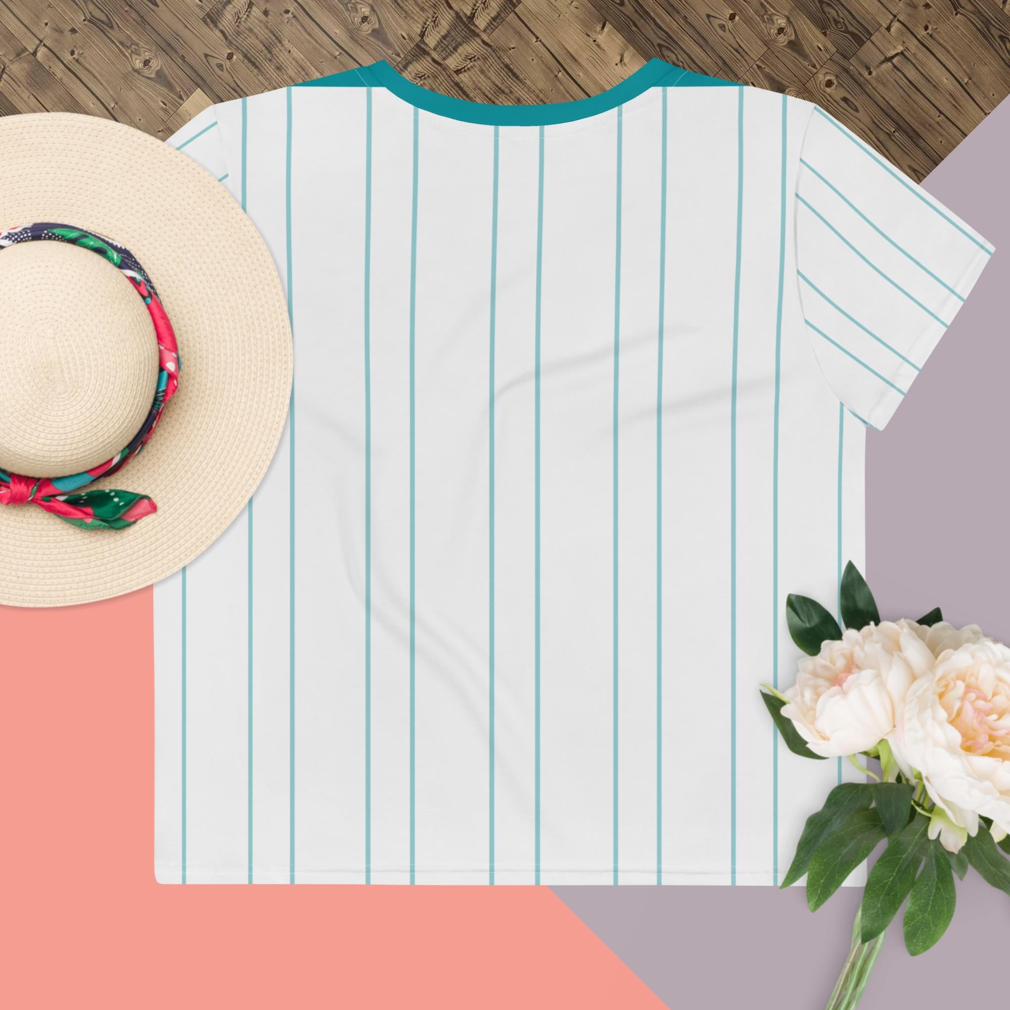 Island girl pink and blue loose crop top