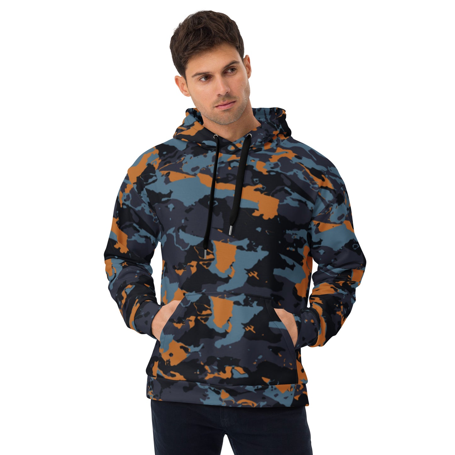 Muted Blue Camo Print Hoodie