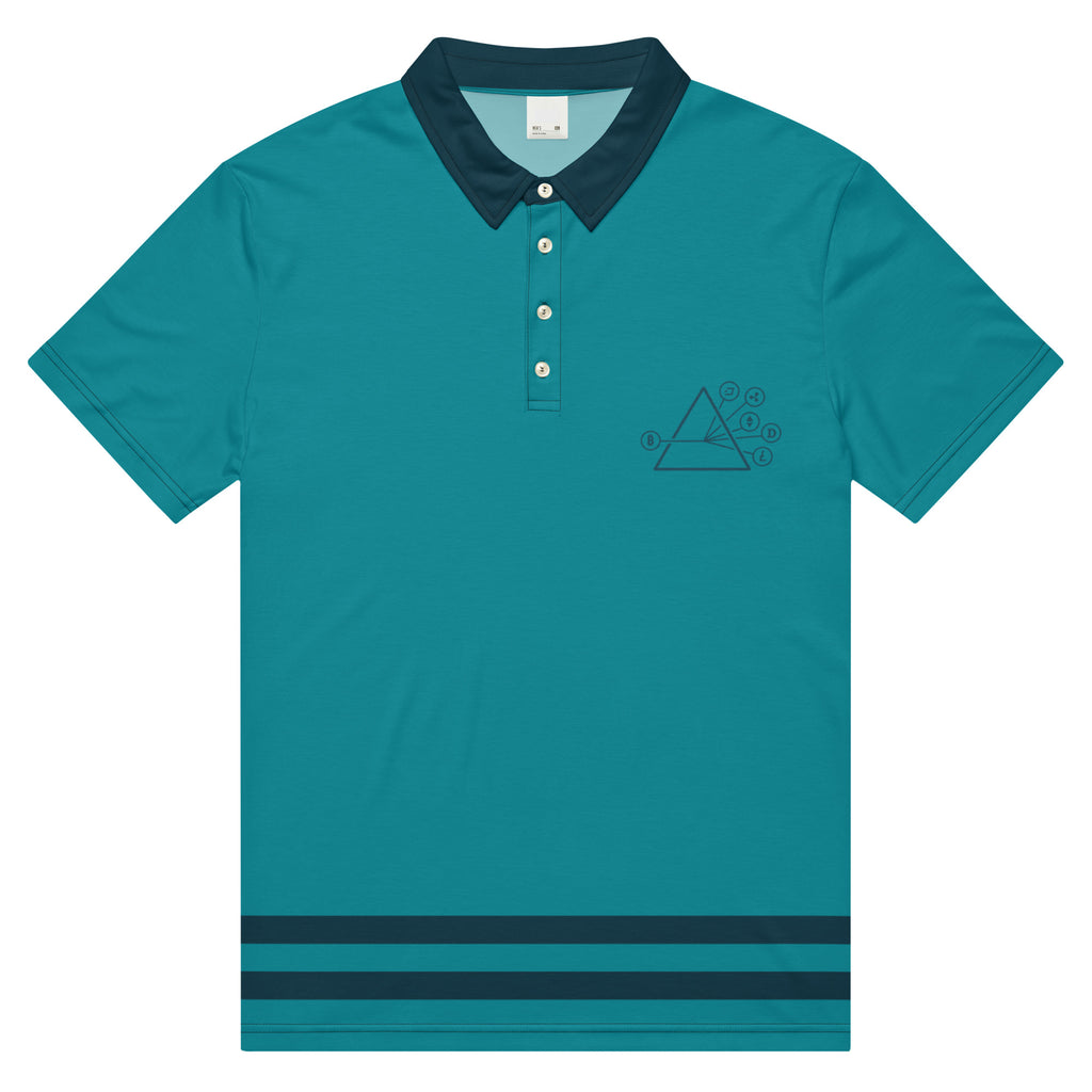 Teal Triangle Polo front flat view 