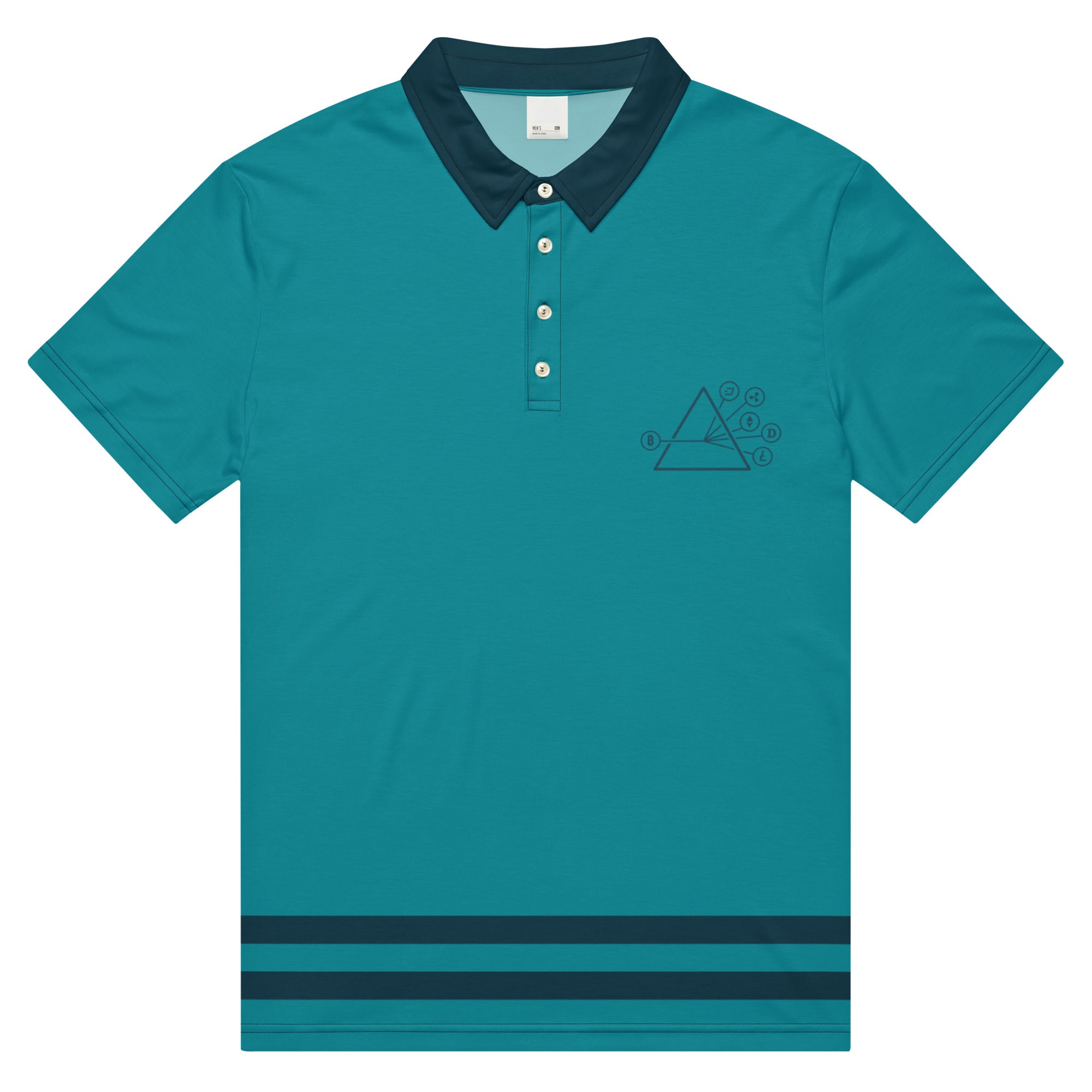 Teal Triangle Polo front flat view 