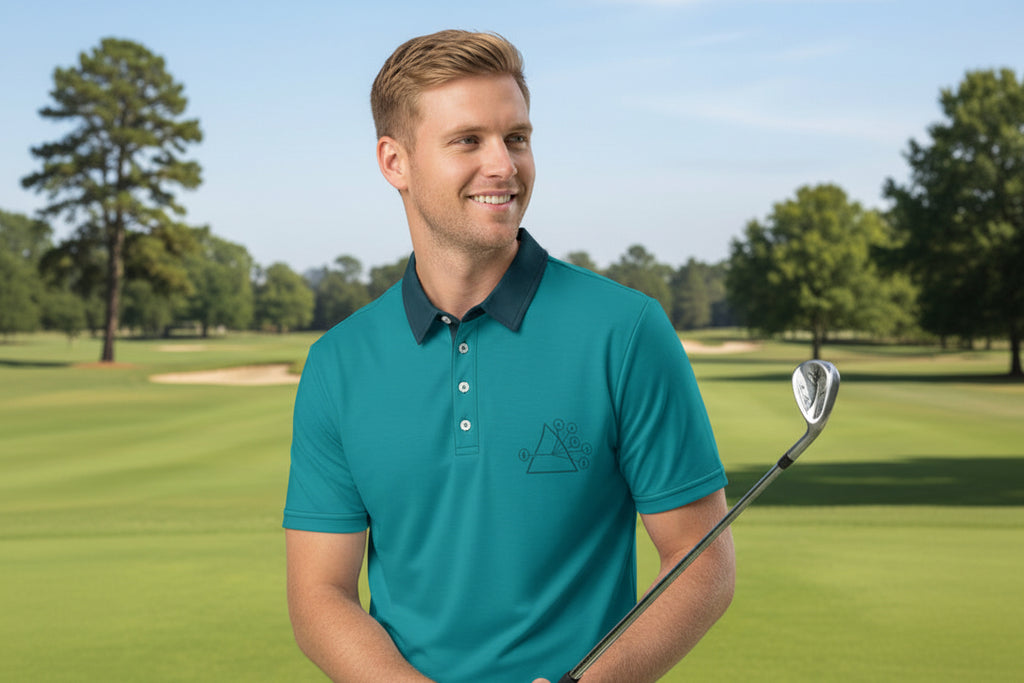Teal Triangle Polo Side model view 