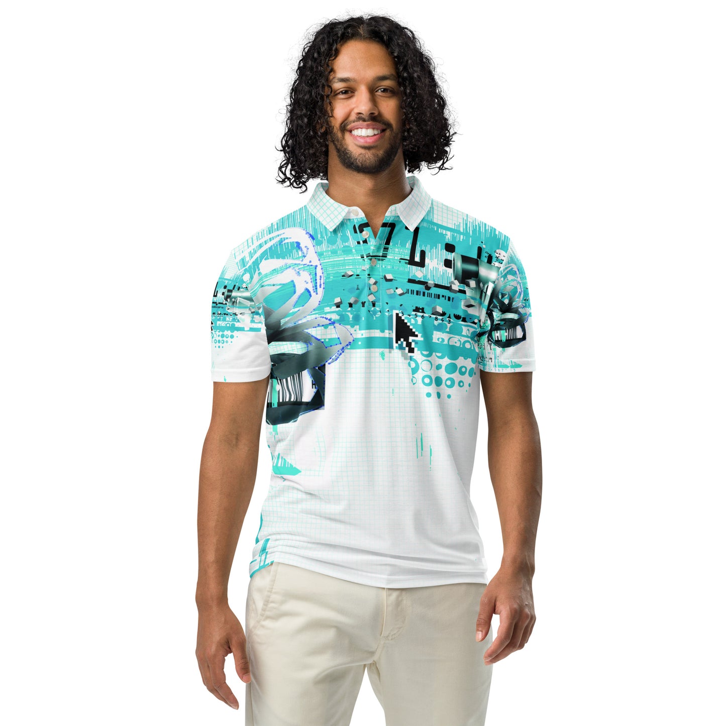 Men’s slim fit polo Turquoise Paradise