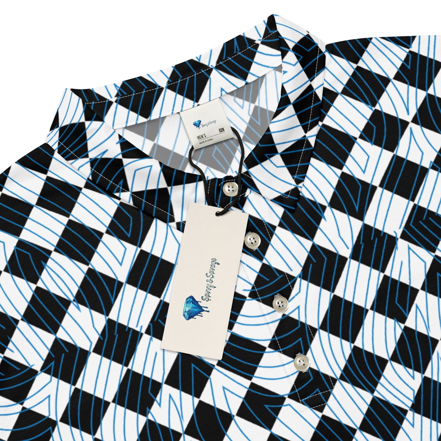 Men’s slim fit polo Midnight Chessboard