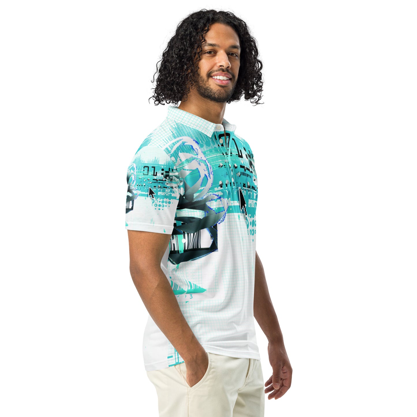 Men’s slim fit polo Turquoise Paradise