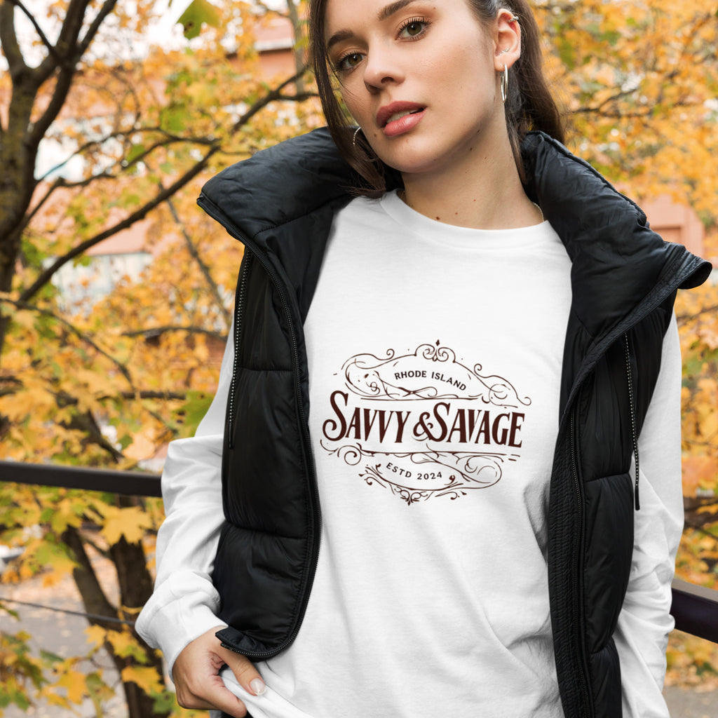 Savvy & Savage Classic Long Sleeve in white - front view