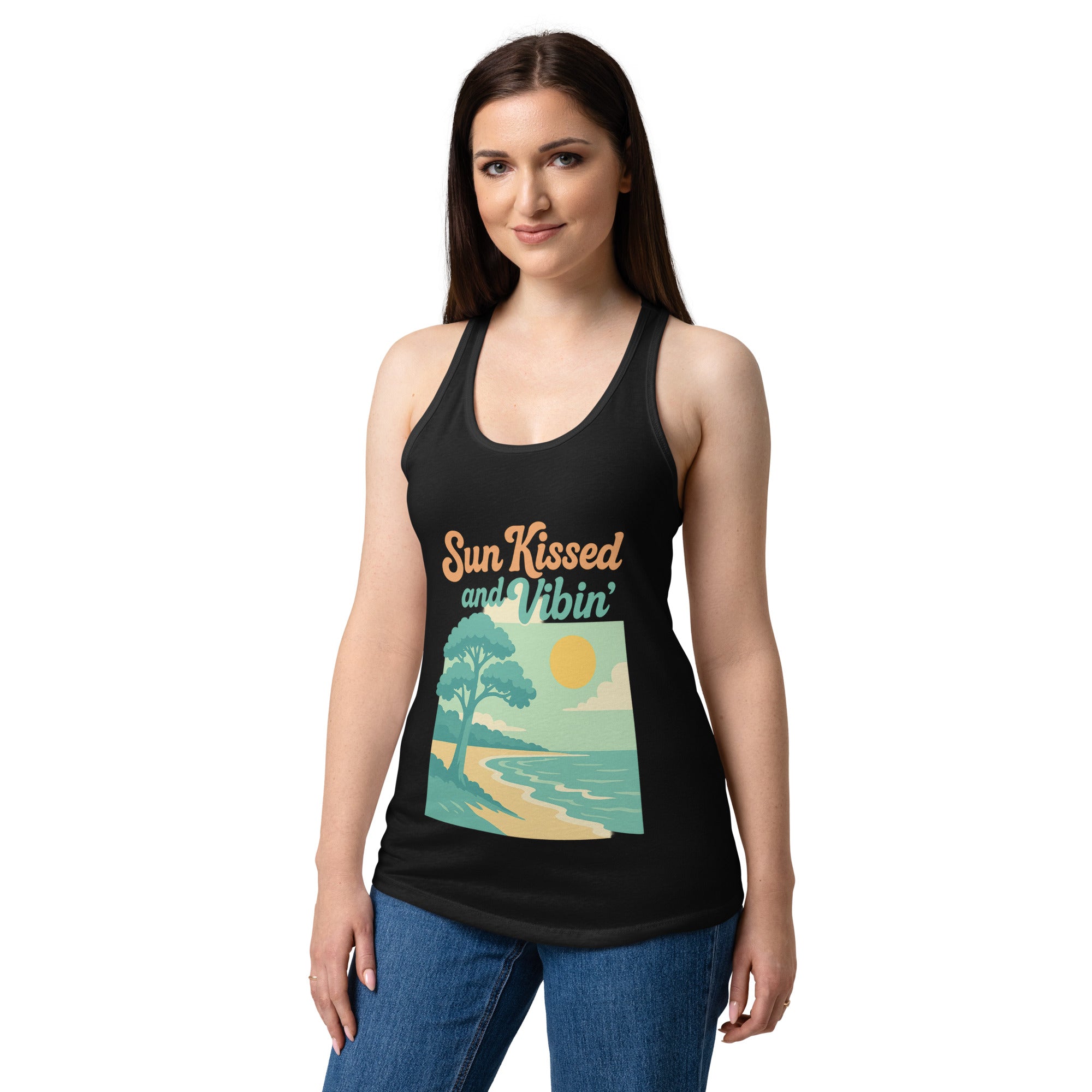 Sunkissed and Vibing baby blue tank top