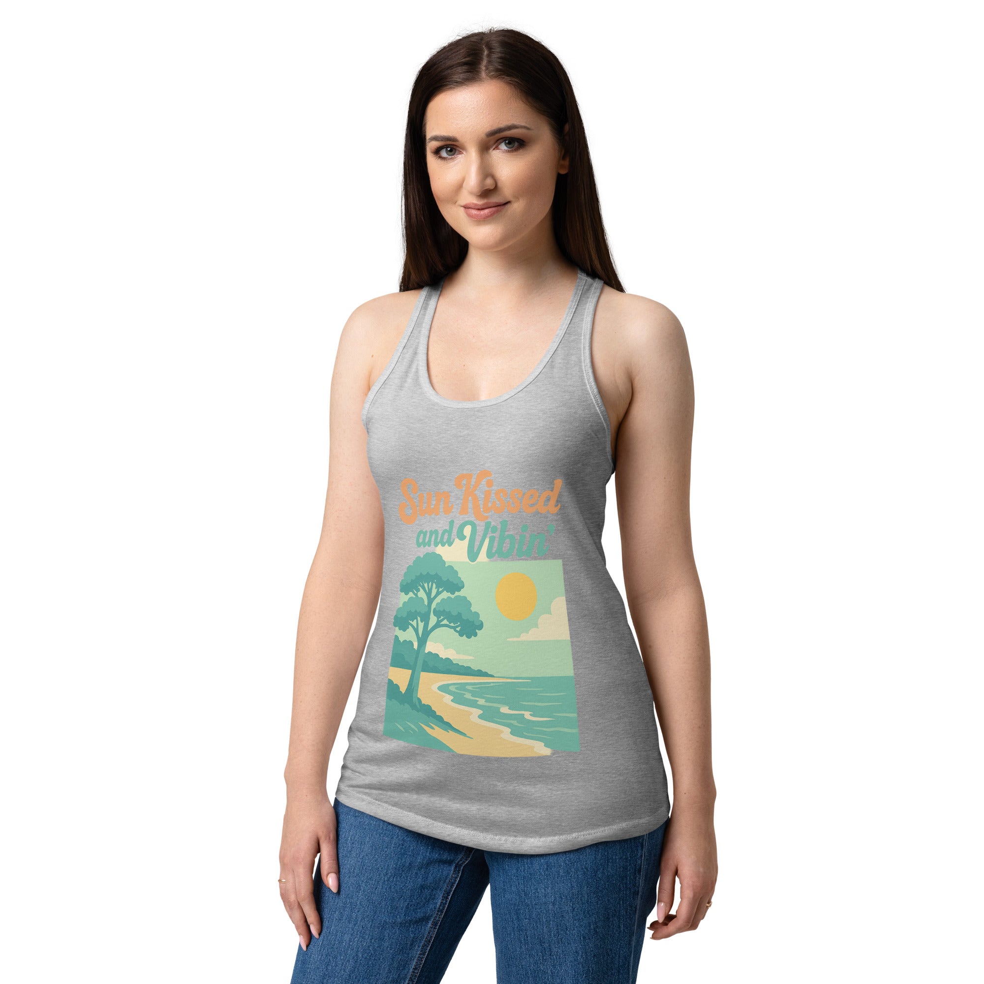 Sunkissed and Vibing baby blue tank top
