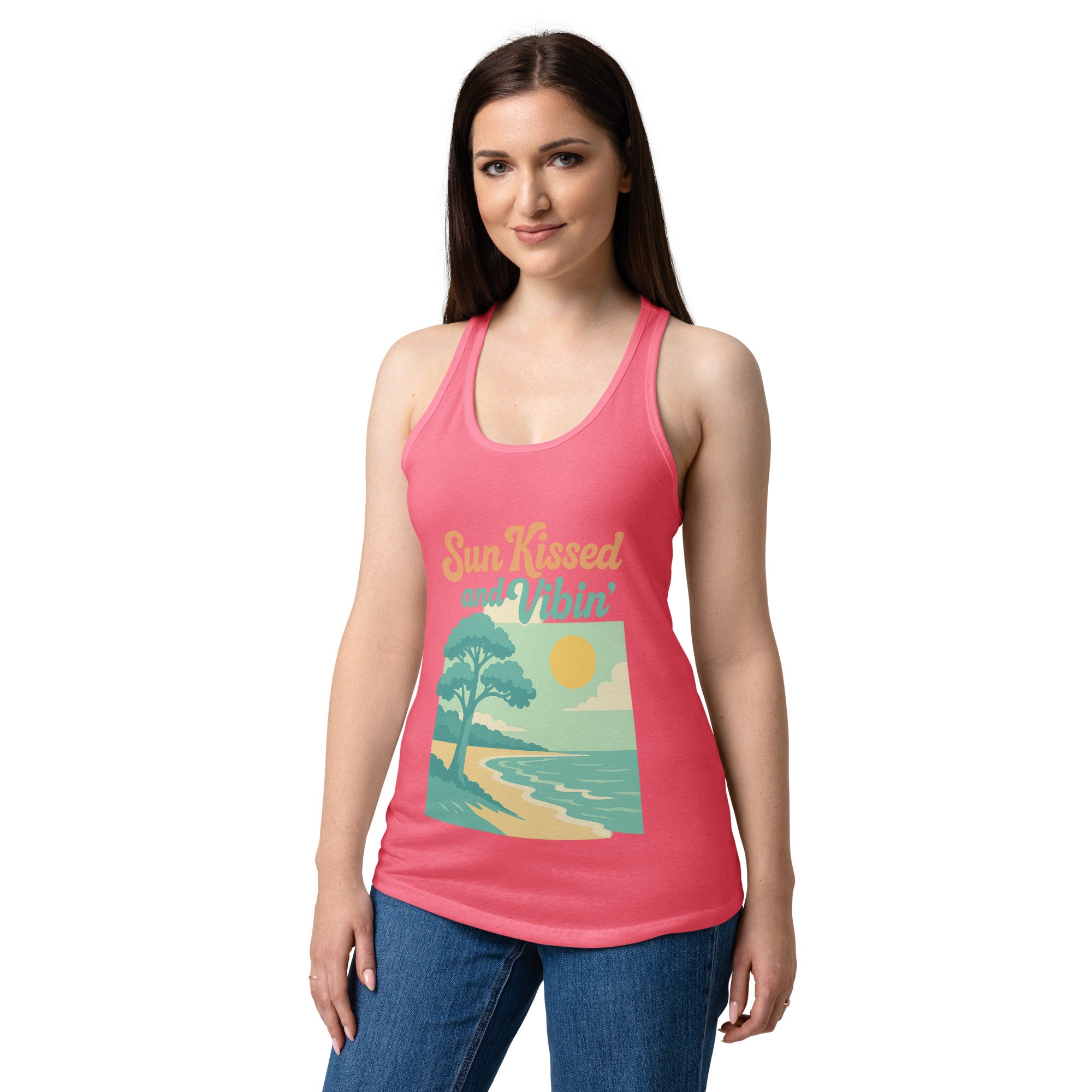 Sunkissed and Vibing baby blue tank top