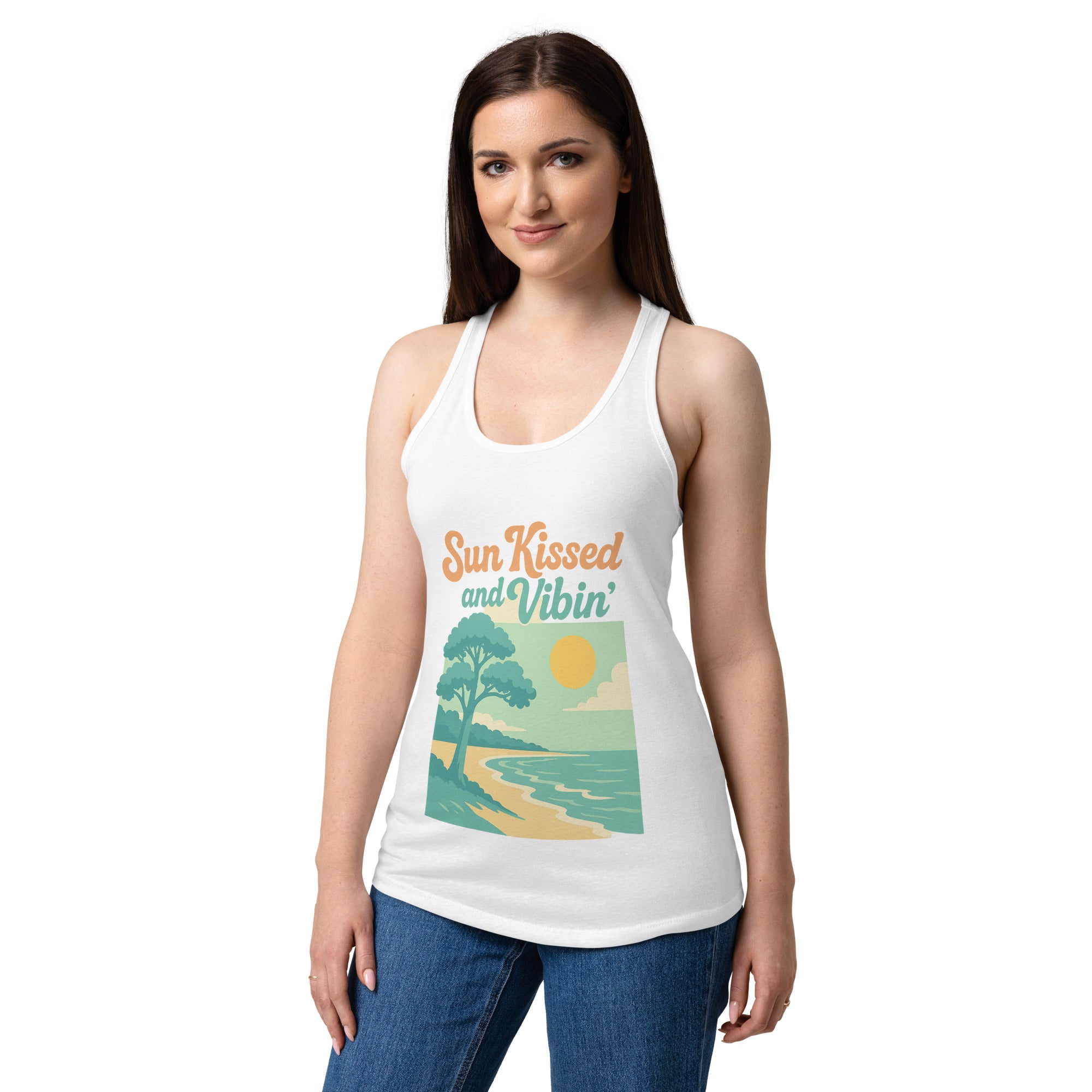 Sunkissed and Vibing baby blue tank top